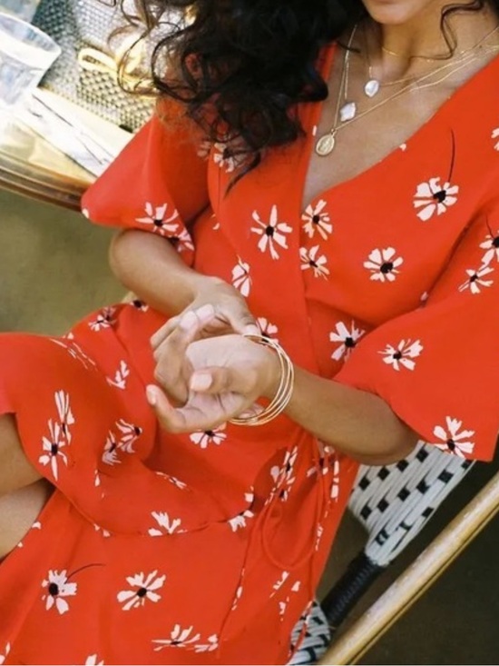 Faithfull the Brand Dresses & Skirts - Faithfull the Brand x Anthropologie Riviera Red Floral Wrap Midi Dress